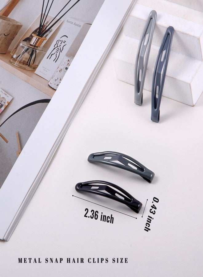 Cptots 16 PCS Snap Hair Clips Metal Barrettes for Women Non Slip Barrettes for Thick and Thin Fine Hair,Bright Black Multiple Gray,2.36 x 0.43 Inches. - Image 2